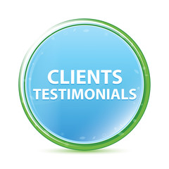 Clients Testimonials natural aqua cyan blue round button