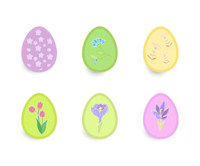 easter set of beautiful eggs with floral patterns