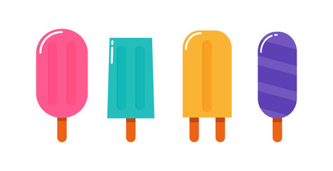 kawaii Cute Pastel set Ice cream sweet desserts cartoon with different types isolated on White Background for cafe or restaurant. illustration Vector.