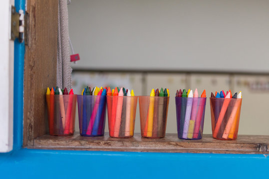 Crayons in school