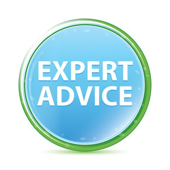 Expert Advice natural aqua cyan blue round button