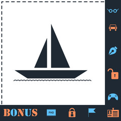 Sailboat icon flat