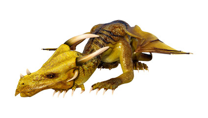 3D Rendering Fairy Tale Dragon on White