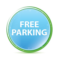 Free Parking natural aqua cyan blue round button