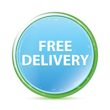 Free Delivery natural aqua cyan blue round button