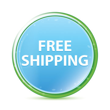 Free Shipping natural aqua cyan blue round button