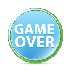 Game Over natural aqua cyan blue round button