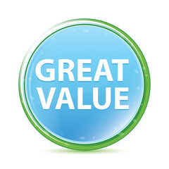 Great Value natural aqua cyan blue round button