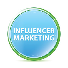 Influencer Marketing natural aqua cyan blue round button