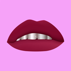 Red Female lip. Vector