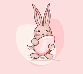  Easter Bunny. pink hare. Easter Vector illustration. Eps