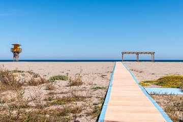Obraz premium Footpath leads to a naturist beach in Vera, Spain.