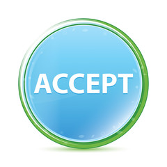 Accept natural aqua cyan blue round button