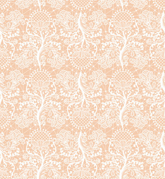 Seamless orange lace background with floral pattern