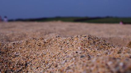 Course sand on a sunny atlantic beach, close up (shallow depth of focus) with blurred distant background © David George