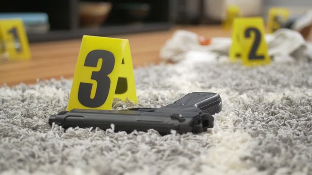 Gun at Crime Scene Dolly Shot