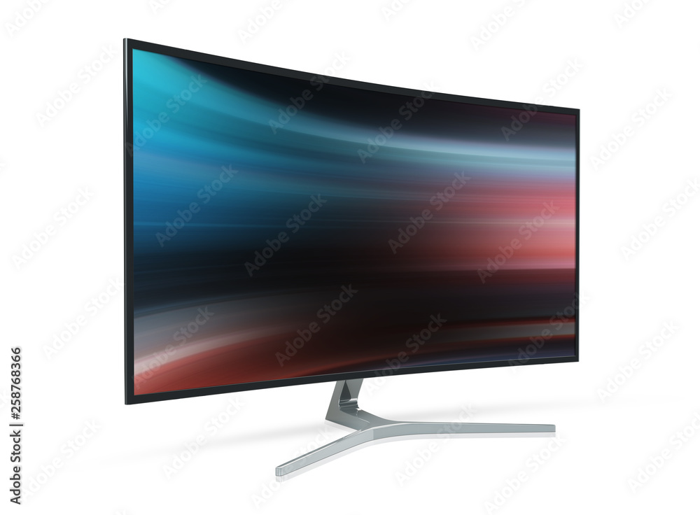 Wall mural side view of curved monitor computer 3d rendering