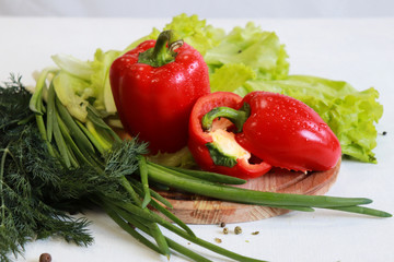 peppers and salad