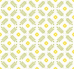 Fototapeta na wymiar Seamless pattern in classic English style. Leaves and flowers classic pattern for print on wallpaper, gift paper, textile, paper. Two-color pattern