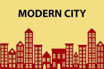 Obraz premium Modern City Skyline. Different buildings, skyscrapers, office center silhouette. Vector flat cartoon panorama. Architecture urban landscape. 