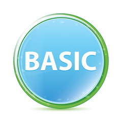Basic natural aqua cyan blue round button