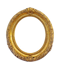 Golden frame for paintings, mirrors or photo isolated on white background