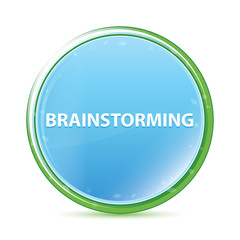 Brainstorming natural aqua cyan blue round button