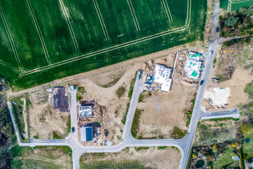 Fototapeta premium Aerial view of road streets new development area for real estate hme building construction germany