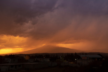 popocatepetl sunset, storm