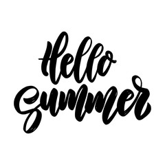 Hello summer. Vector lettering phrase for poster, greeting card, postcard. Vacation concept