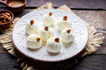 Raffaello with almonds at home.