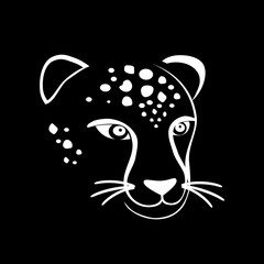 Cheetah head, black and white, vector illustration