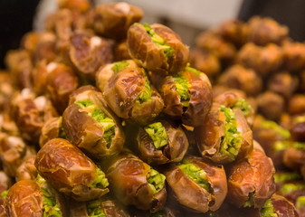 Dates stuffed with pistachio nuts in Dubai, UAE