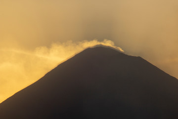 popocatepetl, sunset, crater backlight