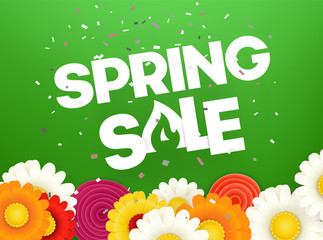 Spring sale vector banner. Photoreal vector illustration