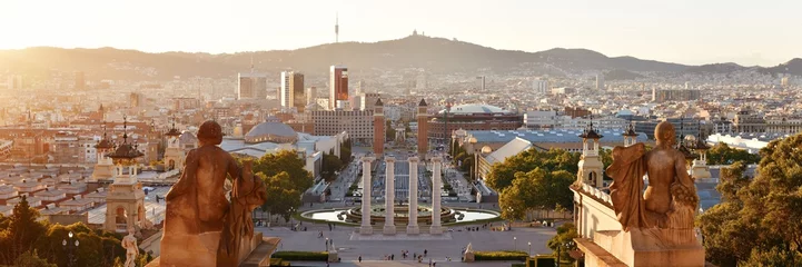 Fotobehang Barcelona Placa Espanya in Barcelona sunset  © rabbit75_fot