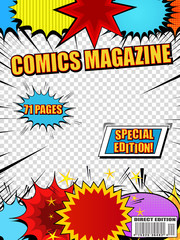 Bright comics magazine template