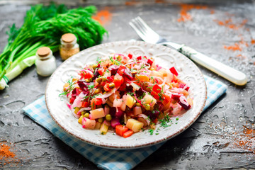 Vinaigrette with green peas.