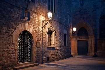 Gothic Quarter night Street view
