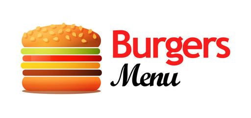 Logotype for Cafe with Burgers and other lunch food. Vector illustration isolated on white background looks good and on a dark background in EPS10.