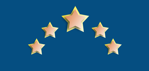 five stars in screen on blue background