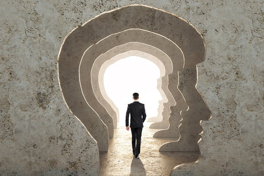 Abstract man head corridor