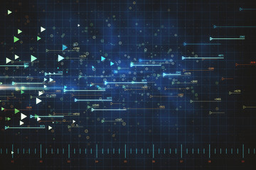 Digital grid backdrop with arrows