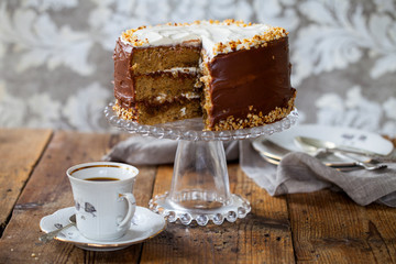 Coffee and hazelnut cake