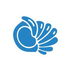 Sea Shell icon blue on white background for graphic and web design. Simple vector sign. Internet concept symbol for website button or mobile app.
