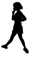 girl making be quite gesture, silhouette vector