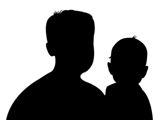 father and daughter together, silhouette vector