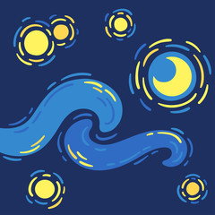 Night sky impressionism doodle