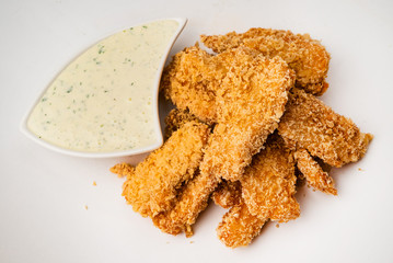 Fried chicken nuggets isolated on white background