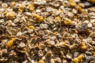 muesli oatmeal with raisins and cereal